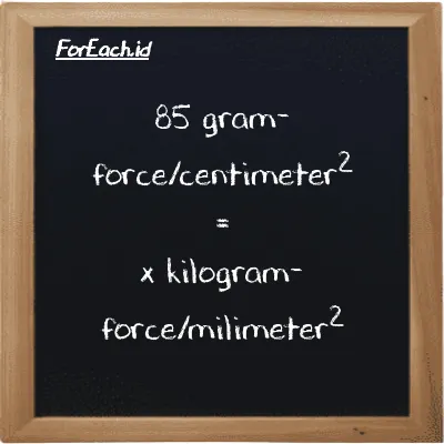 Contoh konversi gram-force/centimeter<sup>2</sup> ke kilogram-force/milimeter<sup>2</sup> (gf/cm<sup>2</sup> ke kgf/mm<sup>2</sup>)